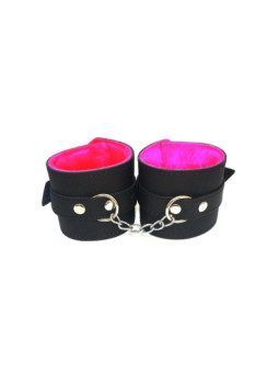 Esposas Grandes Cuero y Peluche Fucsia con Cadena