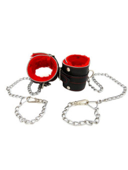 Esposas de Cuero y Peluche Rojo para Cama o Cuello