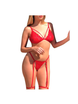 Conjunto de Puntilla con Arnés Rojo Malena