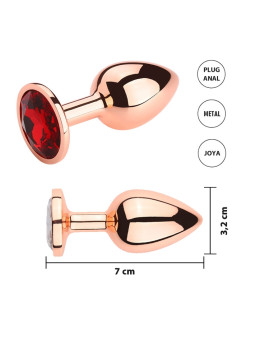 (CHICO) Joya anal Small color Gold Rosado con gema rojo