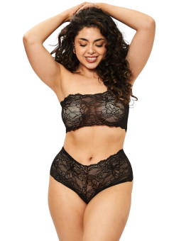 Bandeau y Culotte de Puntilla Negro