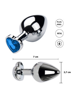 Gemini Azul S: Joya anal Small con gema azul en forma de corazon