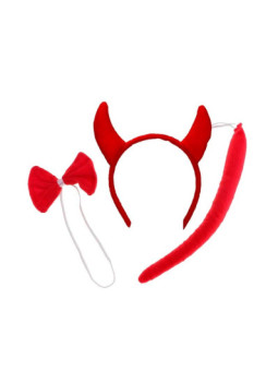 Set de Diablita Vincha Moño Cola Sexy Disfrazz